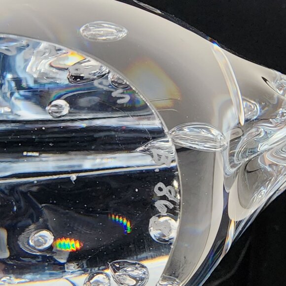 Signed Marcolin Art Glass Paperweight Crystal Fish Figure Bubbles 4.75" Tall - Picture 7 of 9
